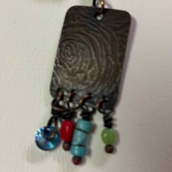 Handmade artisan boho copper and bead necklace pendant. One of a kind. NWT. - Picture 3 of 4